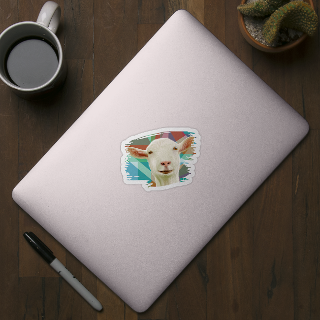 Friendly White Goat Geometric Background by Suneldesigns